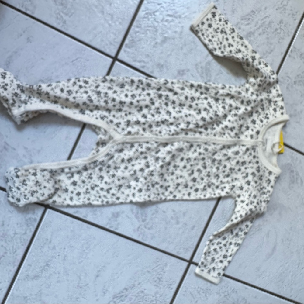 Quincy Mae Cream and Black Floral Baby Jumpsuit
